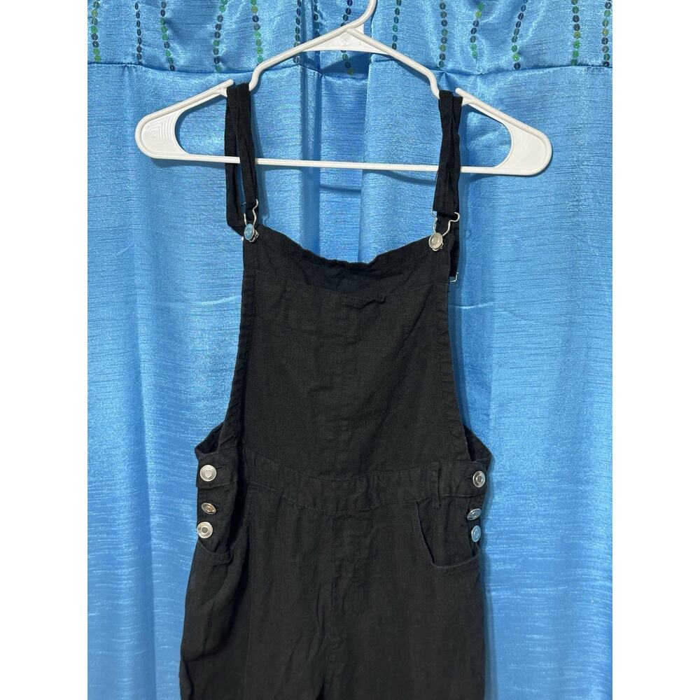 Love Tree Linen Blend Black Overalls SZ S Casual Comfort Beach Resort - Picture 2 of 8